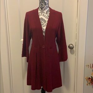 Ladies single button long sleeve sweater